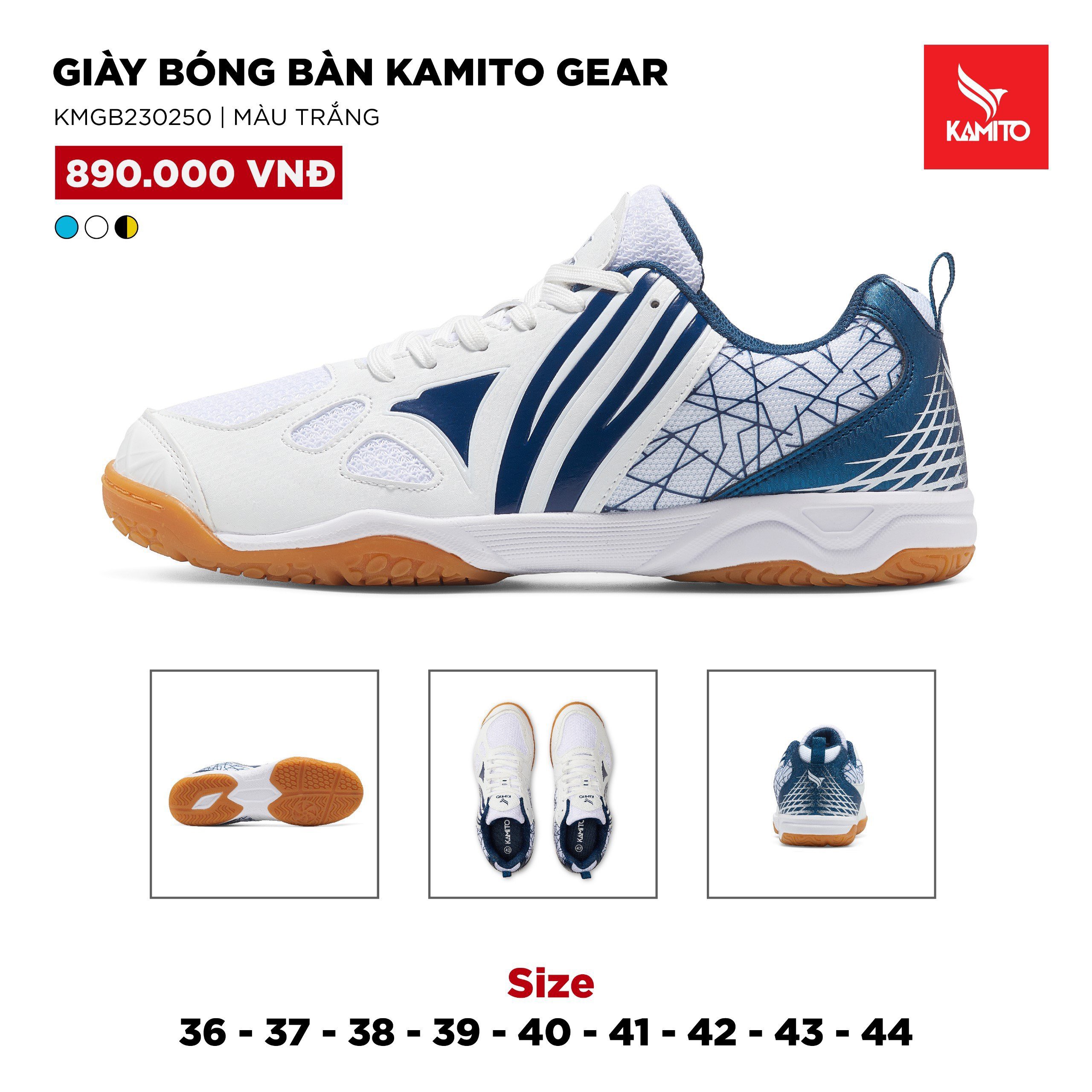 Giày bóng bàn Kamito Gear Trắng